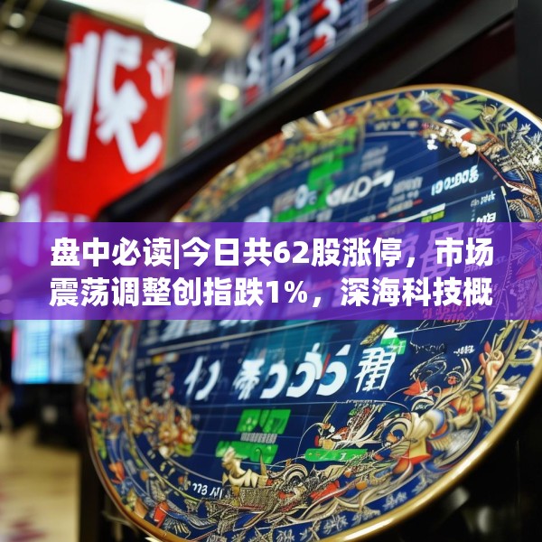 盘中必读|今日共62股涨停，市场震荡调整创指跌1%，深海科技概念逆势活跃