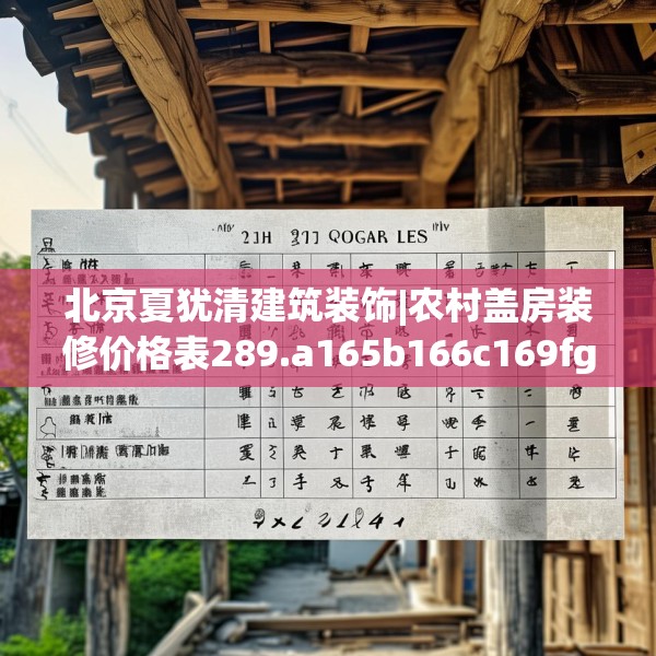 北京夏犹清建筑装饰|农村盖房装修价格表289.a165b166c169fgy.176jhhj