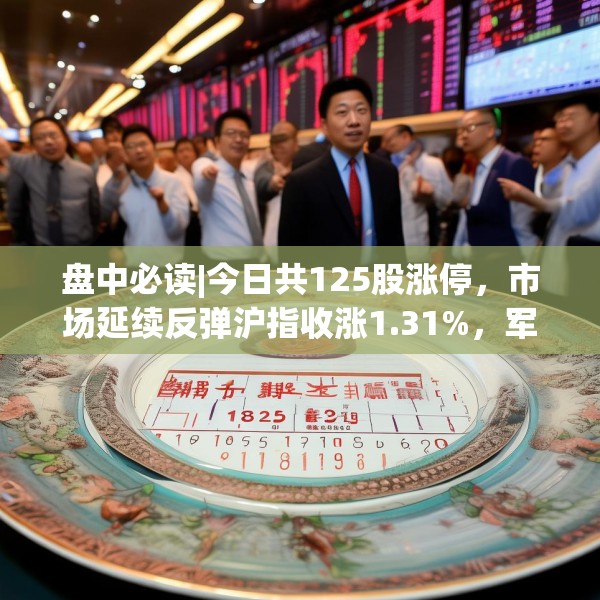 盘中必读|今日共125股涨停，市场延续反弹沪指收涨1.31%，军工概念掀涨停潮