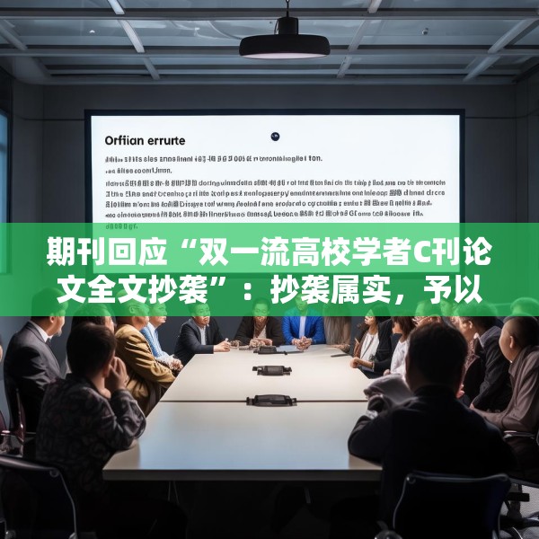 期刊回应“双一流高校学者C刊论文全文抄袭”：抄袭属实，予以撤稿