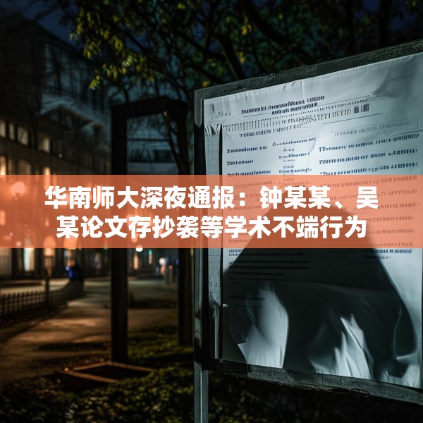华南师大深夜通报：钟某某、吴某论文存抄袭等学术不端行为