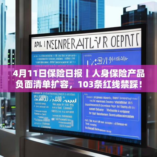4月11日保险日报丨人身保险产品负面清单扩容，103条红线禁踩！透视险企首季12笔举牌，锚定高股息赛道