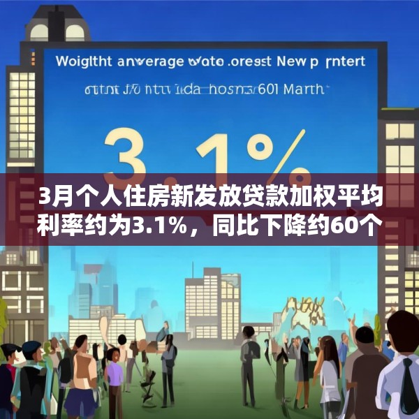 3月个人住房新发放贷款加权平均利率约为3.1%，同比下降约60个基点