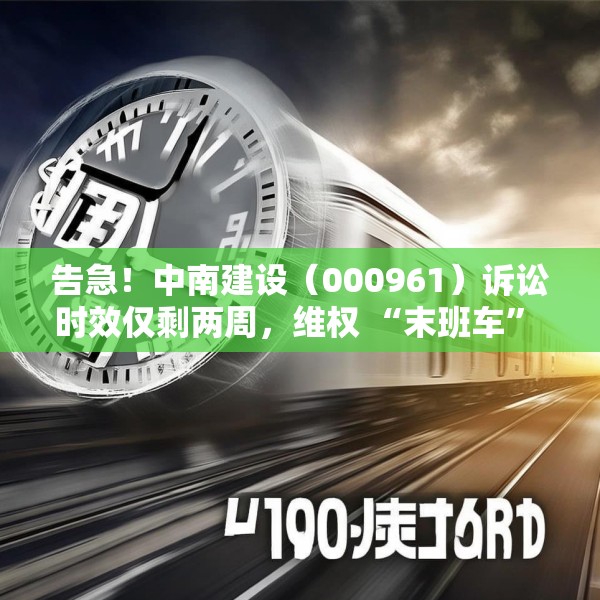 告急！中南建设（000961）诉讼时效仅剩两周，维权 “末班车” 即将驶离