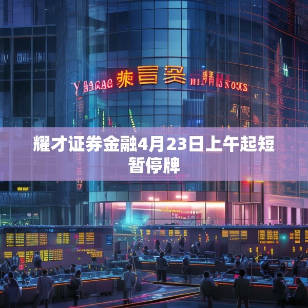 耀才证券金融4月23日上午起短暂停牌