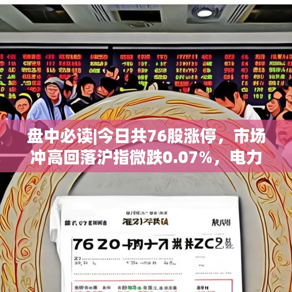 盘中必读|今日共76股涨停，市场冲高回落沪指微跌0.07%，电力股集体大涨