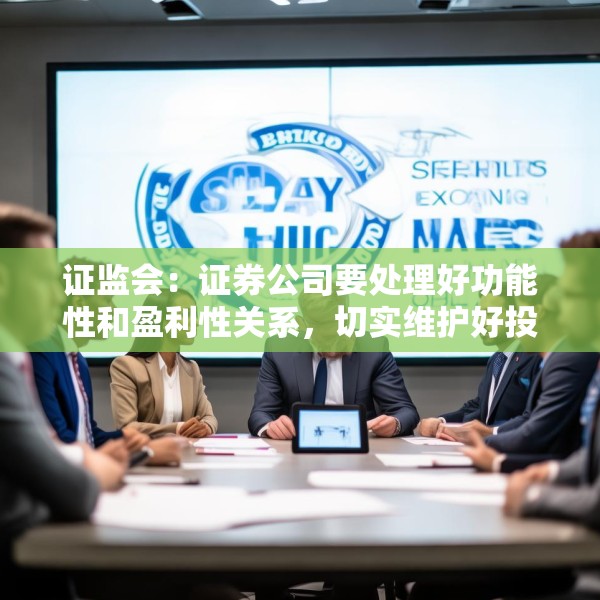 证监会：证券公司要处理好功能性和盈利性关系，切实维护好投资者利益