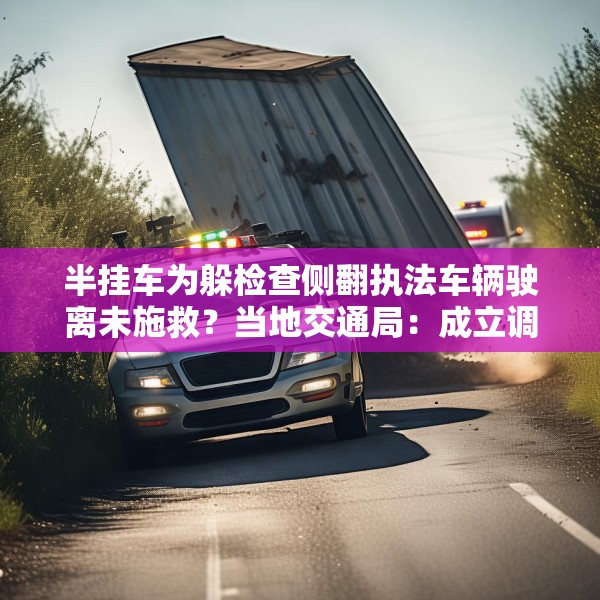 半挂车为躲检查侧翻执法车辆驶离未施救？当地交通局：成立调查组