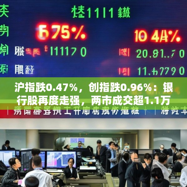 沪指跌0.47%，创指跌0.96%：银行股再度走强，两市成交超1.1万亿元