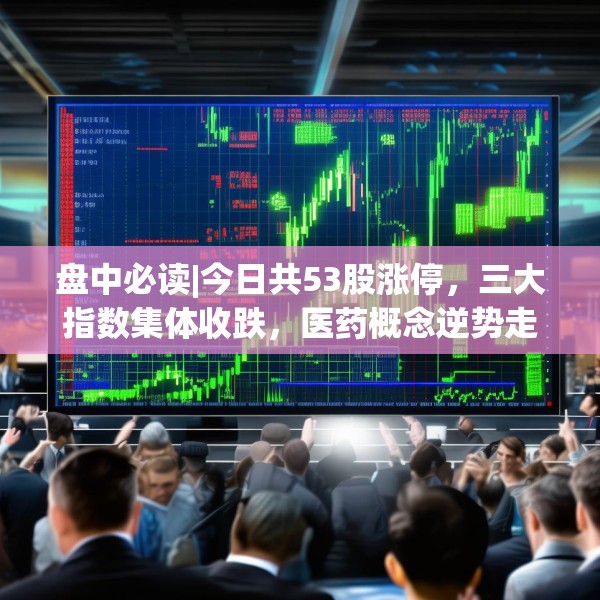 盘中必读|今日共53股涨停，三大指数集体收跌，医药概念逆势走高