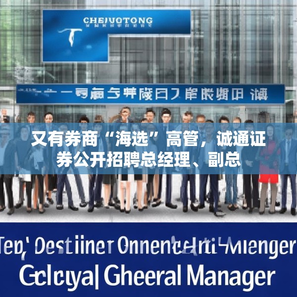 又有券商“海选”高管，诚通证券公开招聘总经理、副总