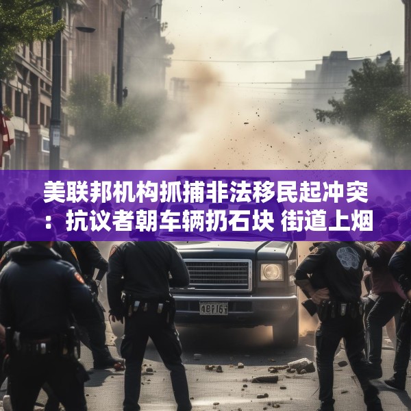 美联邦机构抓捕非法移民起冲突：抗议者朝车辆扔石块 街道上烟雾弥漫