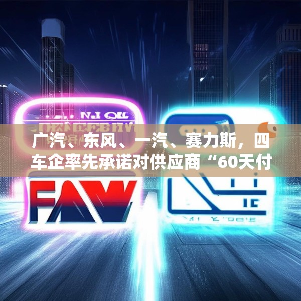 广汽、东风、一汽、赛力斯，四车企率先承诺对供应商“60天付款”