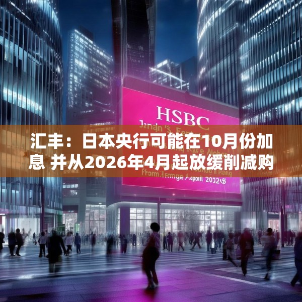 汇丰：日本央行可能在10月份加息 并从2026年4月起放缓削减购债步伐