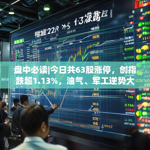 盘中必读|今日共63股涨停，创指跌超1.13%，油气、军工逆势大涨